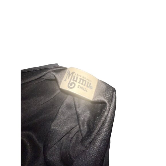 Show‎ Me Your MuMu Black Halter Dress Size Small Women's Tie V Neck - Picture 3 of 5